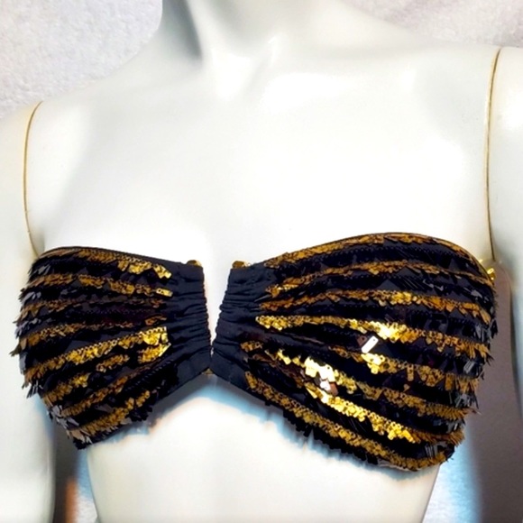 VS Black Gold Sequins Bikini Top (only) - Picture 2 of 7